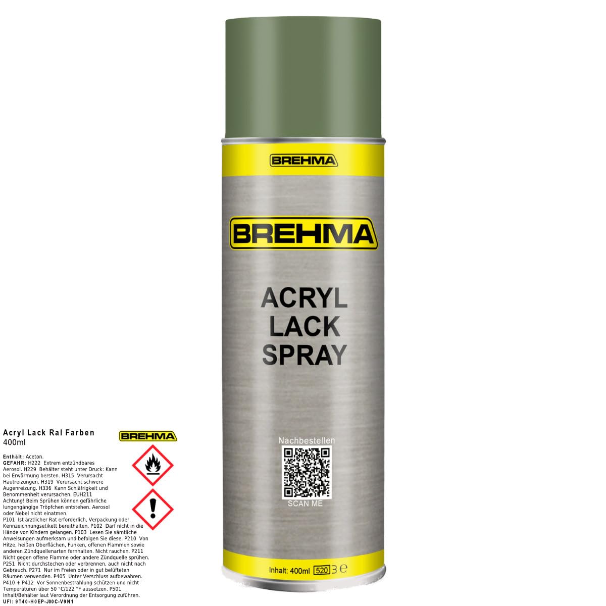 24x Acryl Lackspray Ral 6011 Resedagrün matt Lack Farbe Sprühfarbe 400ml inkl. Griff