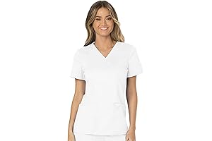 Women's Mock Wrap Scrub Top with 3 Pockets