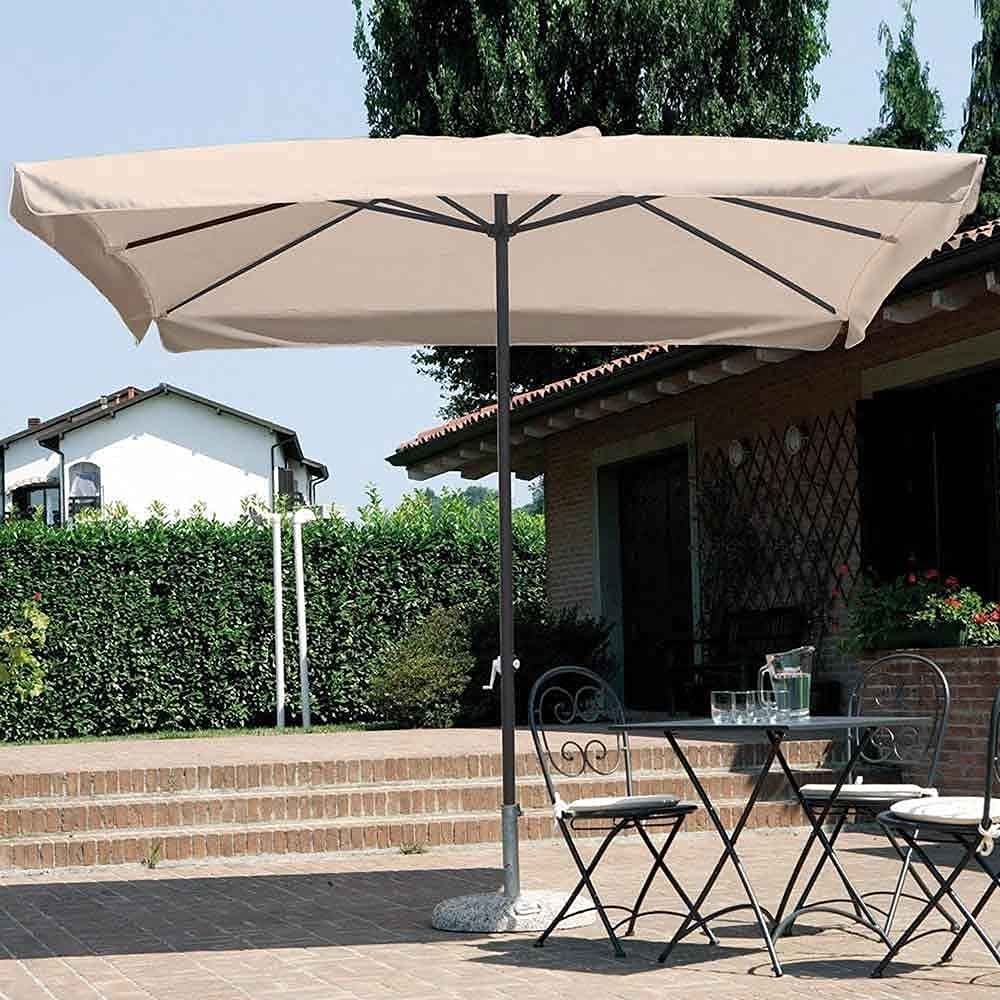 BAKAJI Ombrellone da Giardino 3x3 Mt Palo Centrale in Acciaio Struttura 8 Stecche Sistema Air Vent Arredamento Gazebo Piscina Terrazzo Ambienti Esterni Tortora