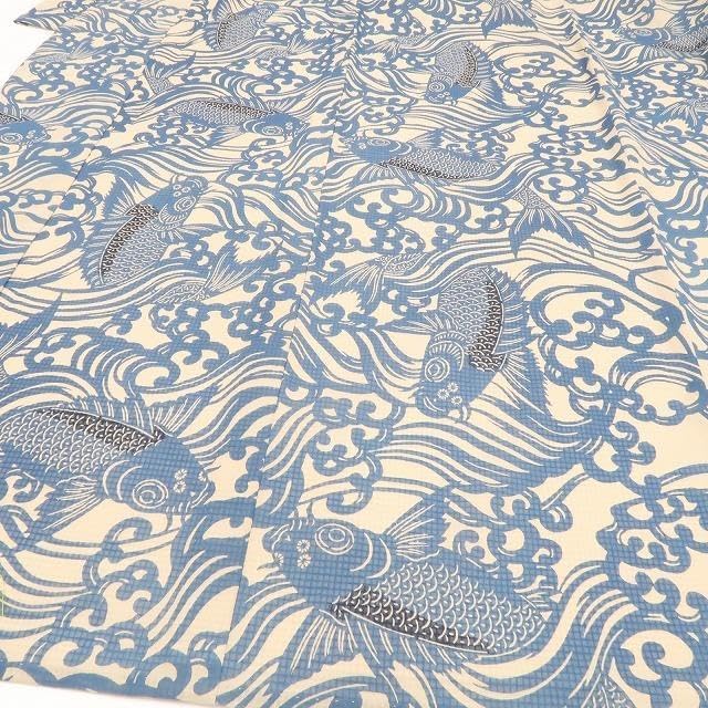 新品 竺仙 流水に鯉 仕立て上がり 夏着物 仕付糸付 綿紅梅 高級浴衣 6219 竺仙 流水に鯉 仕立て上がり 夏着物 仕付糸付 綿紅梅 高級浴衣