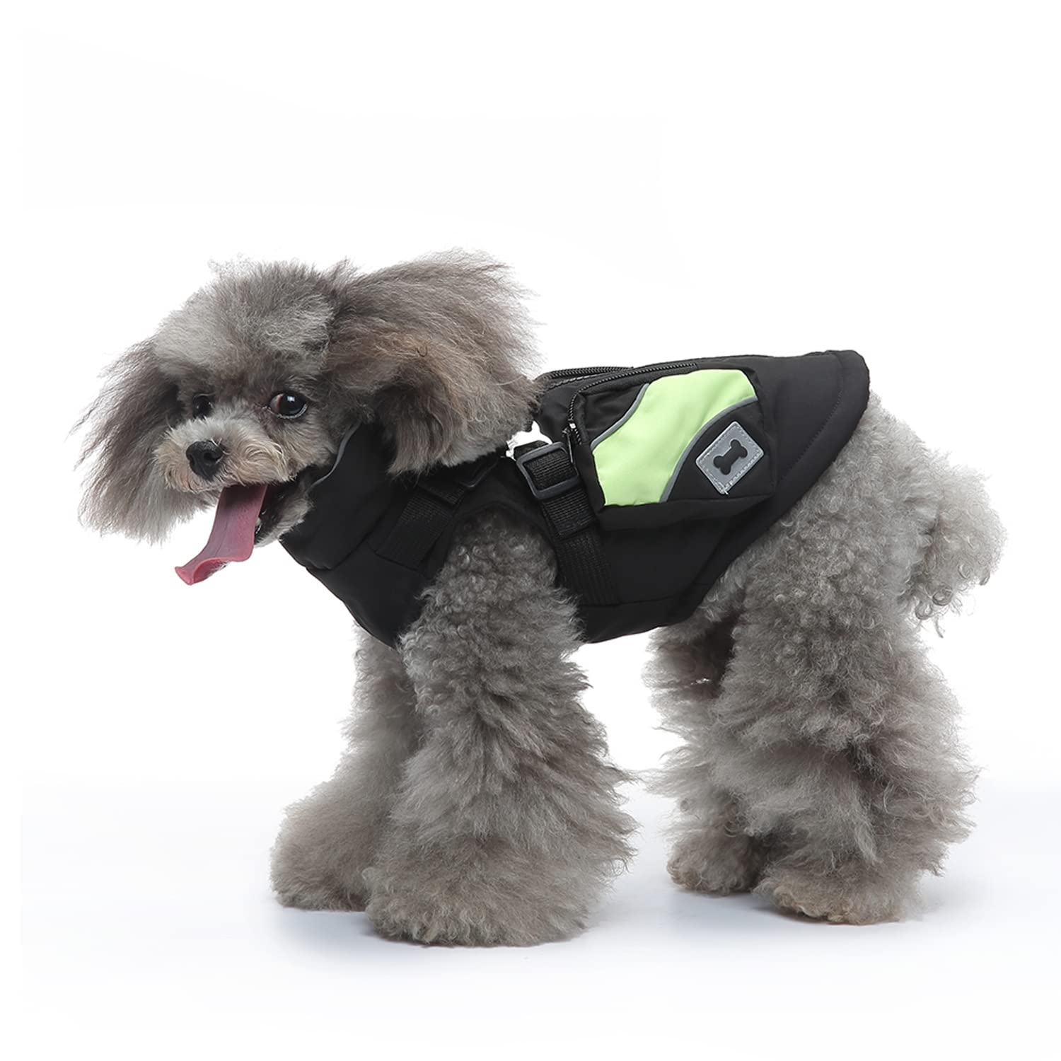 Dog Warm Coats, Dog Harness and Coat Zipper 2 in 1 Winter Jacket No Pull Dog Vest Harness Outfit Coats for Puppy Small Medium Dogs_L(Black)