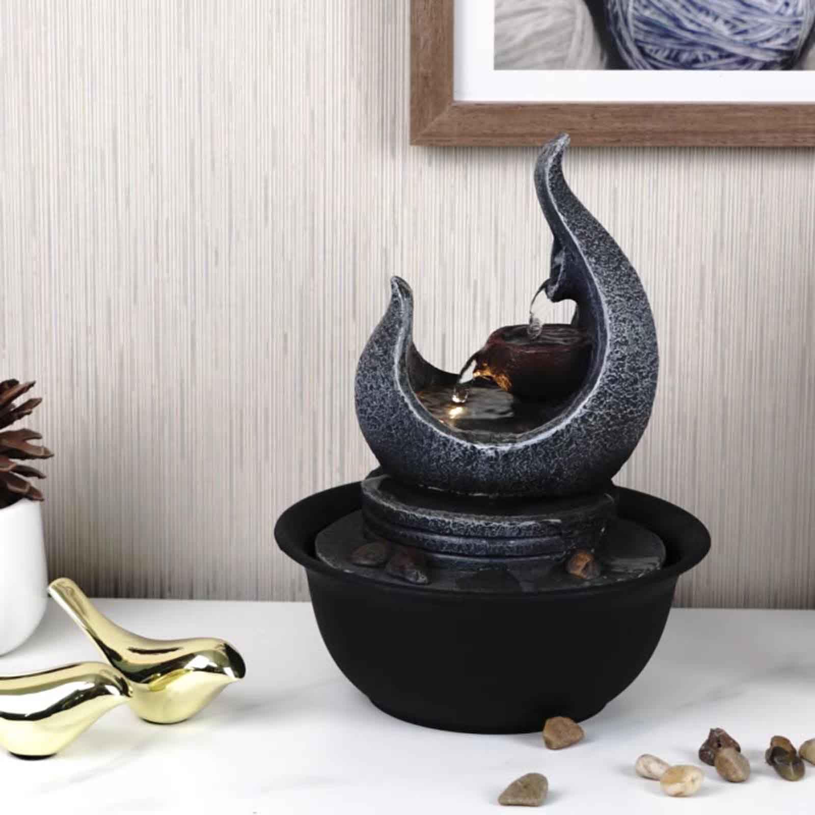 La fontana del tavolo, Fontane for interni con fontana a cascata da tavolo luce a LED