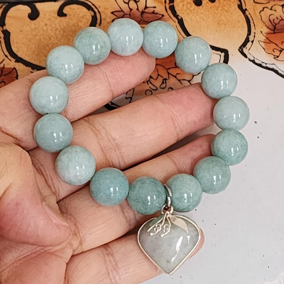 Premium Natural Green Jade Bracelet with 12.5mm Beads & Jade Heart Pendant – Handmade Stretch Healing Crystal for Wealth, Health, Love & Protection – Unisex Jewelry Gift Bag Ready. - Image 9