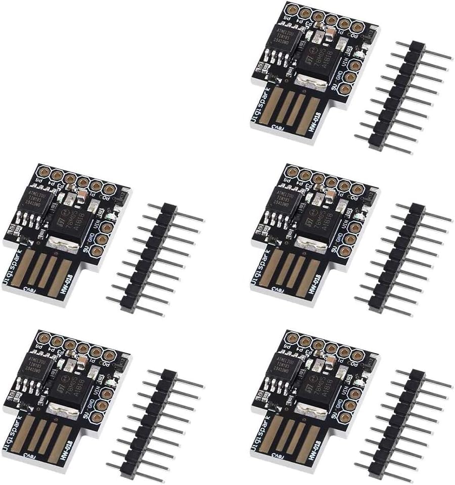ATTINY85 USB Mini Development Board 5 Pack Compatible with UNO IDE Supports USB Power 8k Flash I2C SPI PWM ADC with 150mA Regulator Compact Microcontroller for DIY Projects-image-35