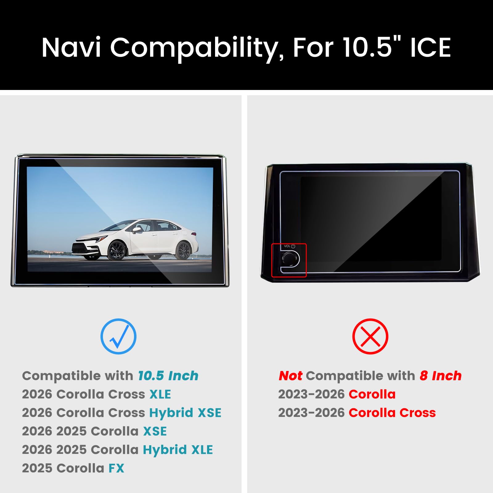 2026 Corolla Screen Protector Progettato Per 2026 2025 Toyota Corolla e 2026 Toyota Corolla Cross 10.5 pollici Per 2026 Toyota Corolla Accessori Vetro Temperato Resistente ai graffi
