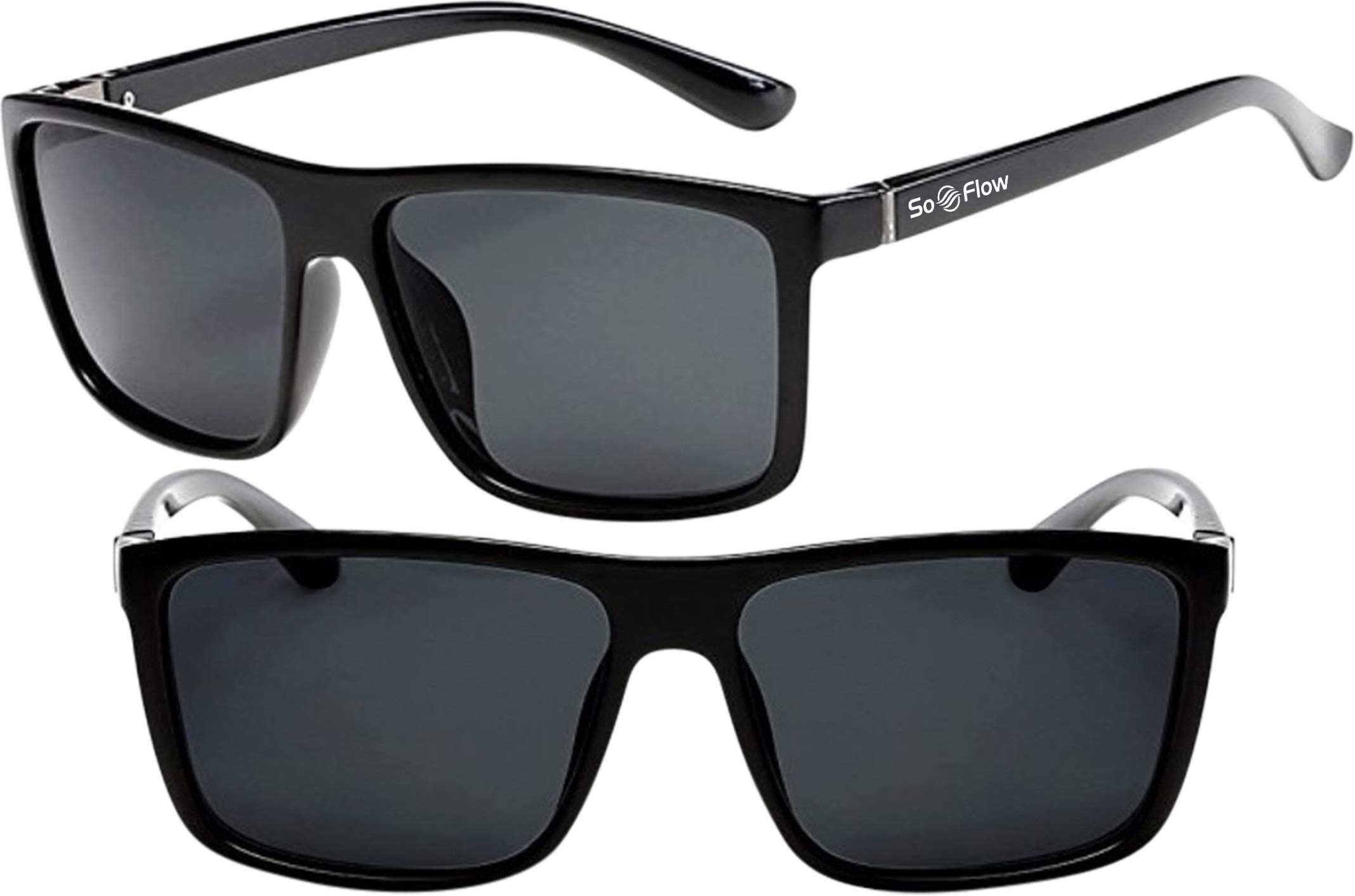 Black Polarized TAC Sunglasses For Men Women Mirrored/Mirror Lightweight Rectangular/Rectangle UV-400 Dark Black Lens Polarized Sunglasses Medium/Large Cool Beach Pool Driving Fishing Shades