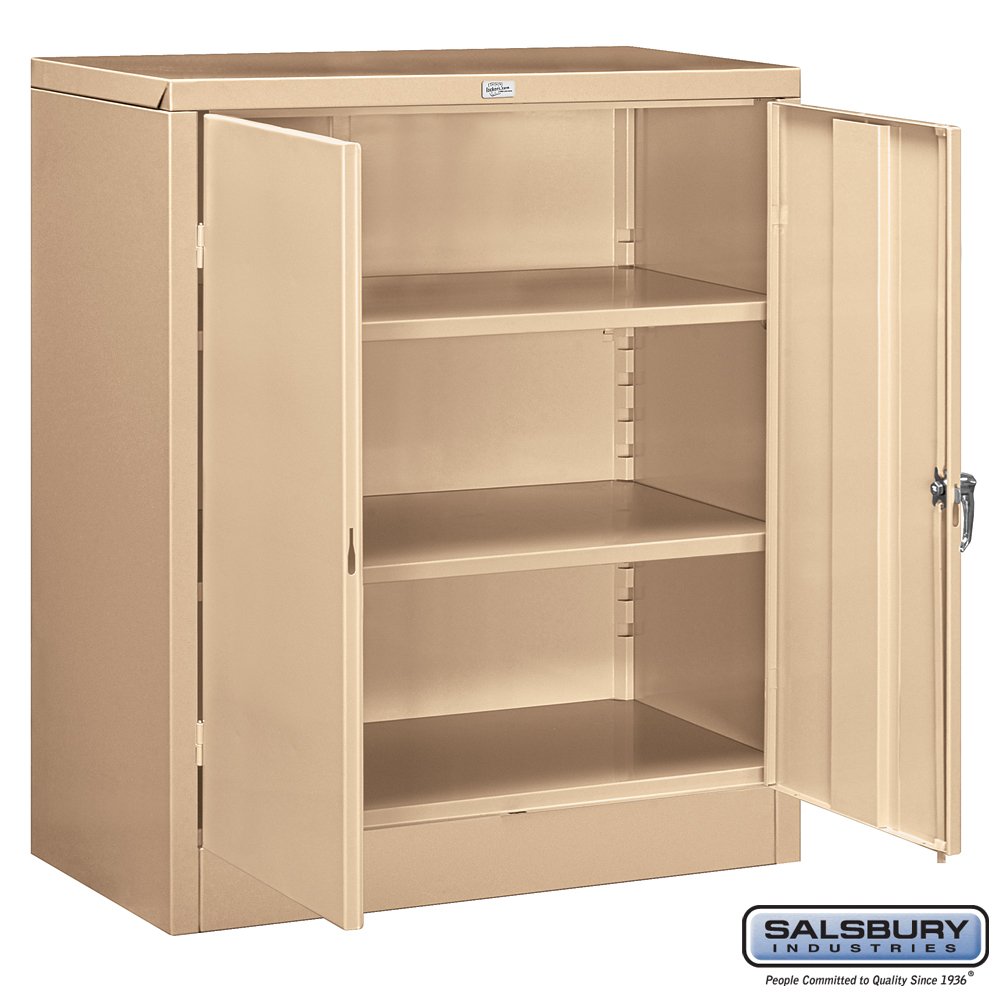 Salsbury Industries Assembled Counter Height Storage Cabinet, 42-Inch High by 18-Inch Deep, Tan