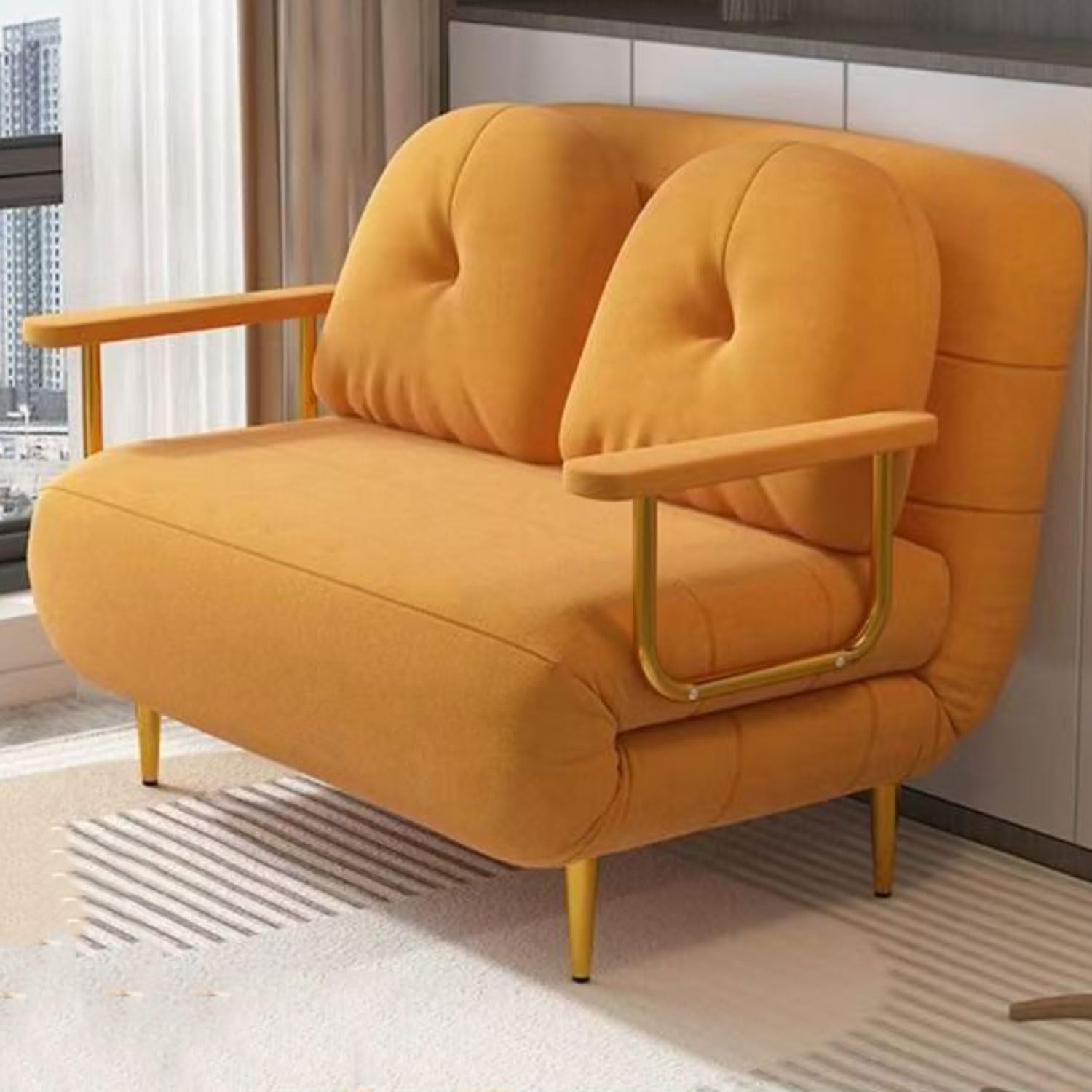 Klappbares Schlafsofa, umwandelbarer Stuhl mit verstellbarer Rückenlehne und Kissen, gepolsterter Sitz, Lounge, Couch, Schlafsessel für Wohnzimmer