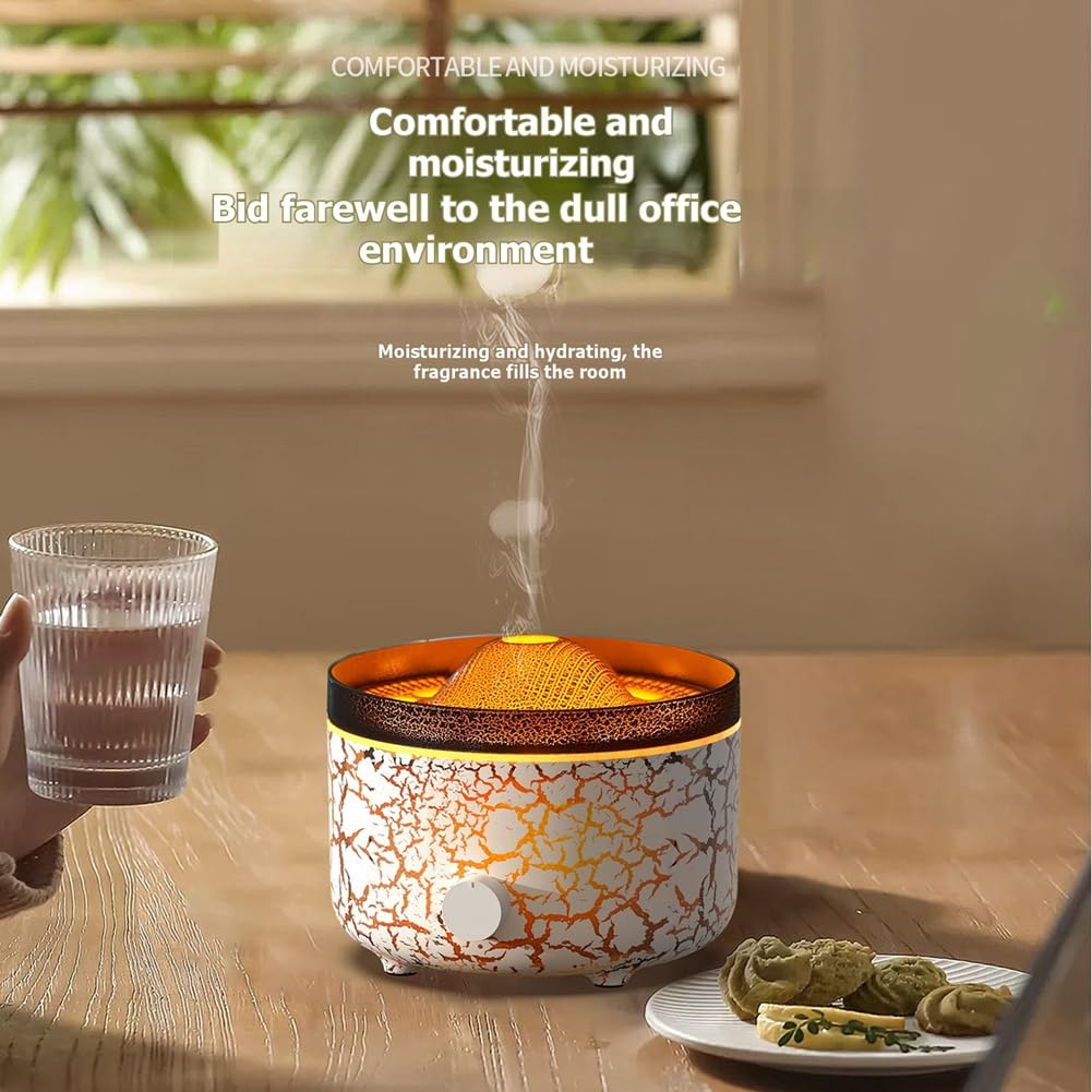 Diffuseur D'Huiles Essentielles D'Aromathérapie 560ml Ultrasonique Brume Fraîche Flamme & Volcan 2 Modes de Brume Prise US