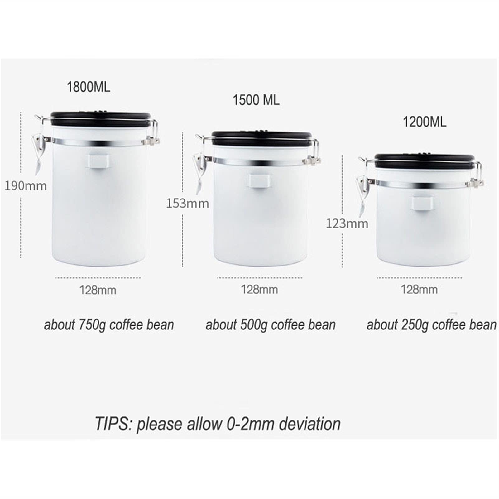 Kaffeedose, Kaffeedose Luftdicht Edelstahl Lagerbehälter Jar Box mit Löffel Kaffeebohnen Muttern Zucker Lagerdosen für Kaffeebohnen, Pulver, Tee, Nüsse, Kakao (Color : Green 1.8L)