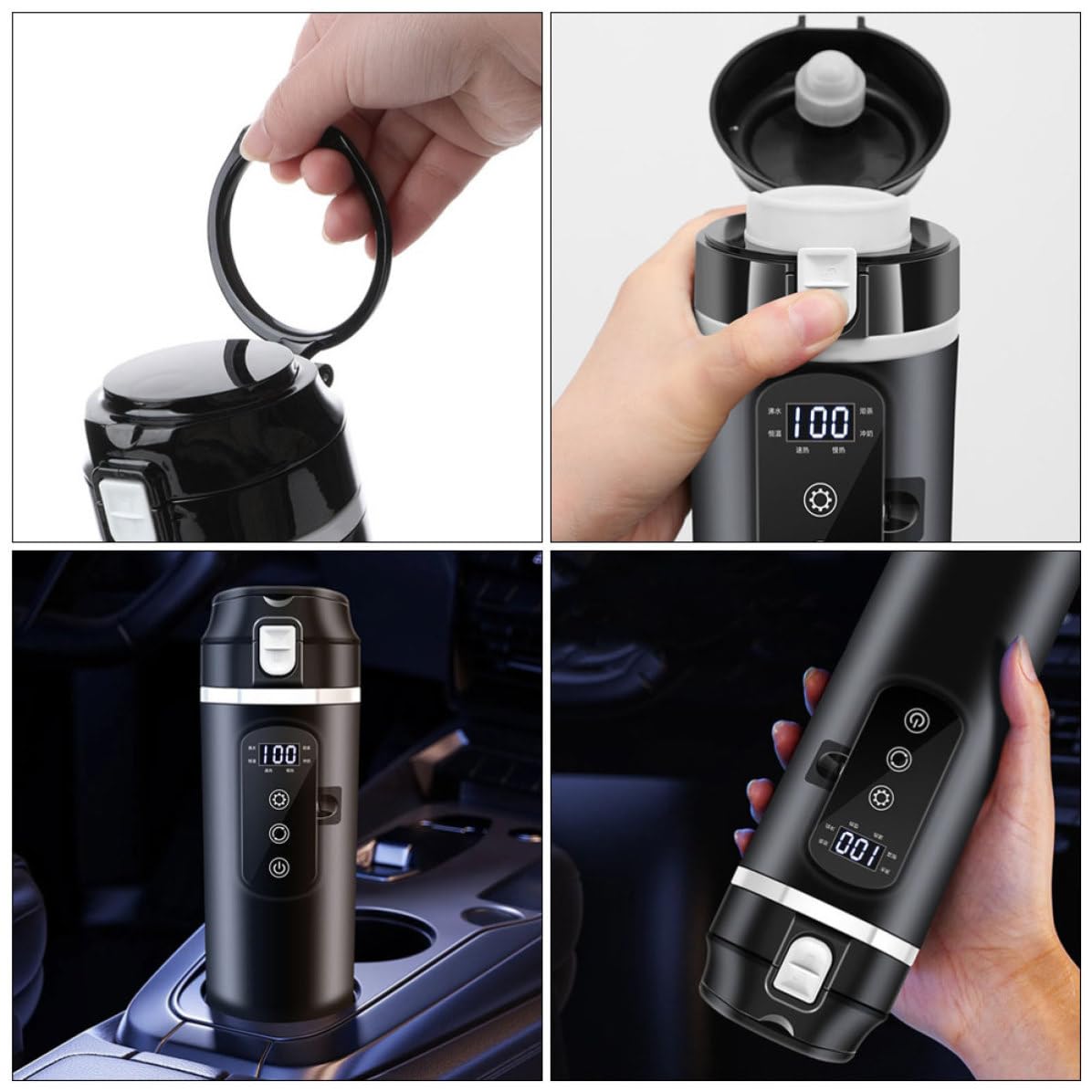 Hervidor de Agua Portátil para Coche 500ml, Acero Inoxidable