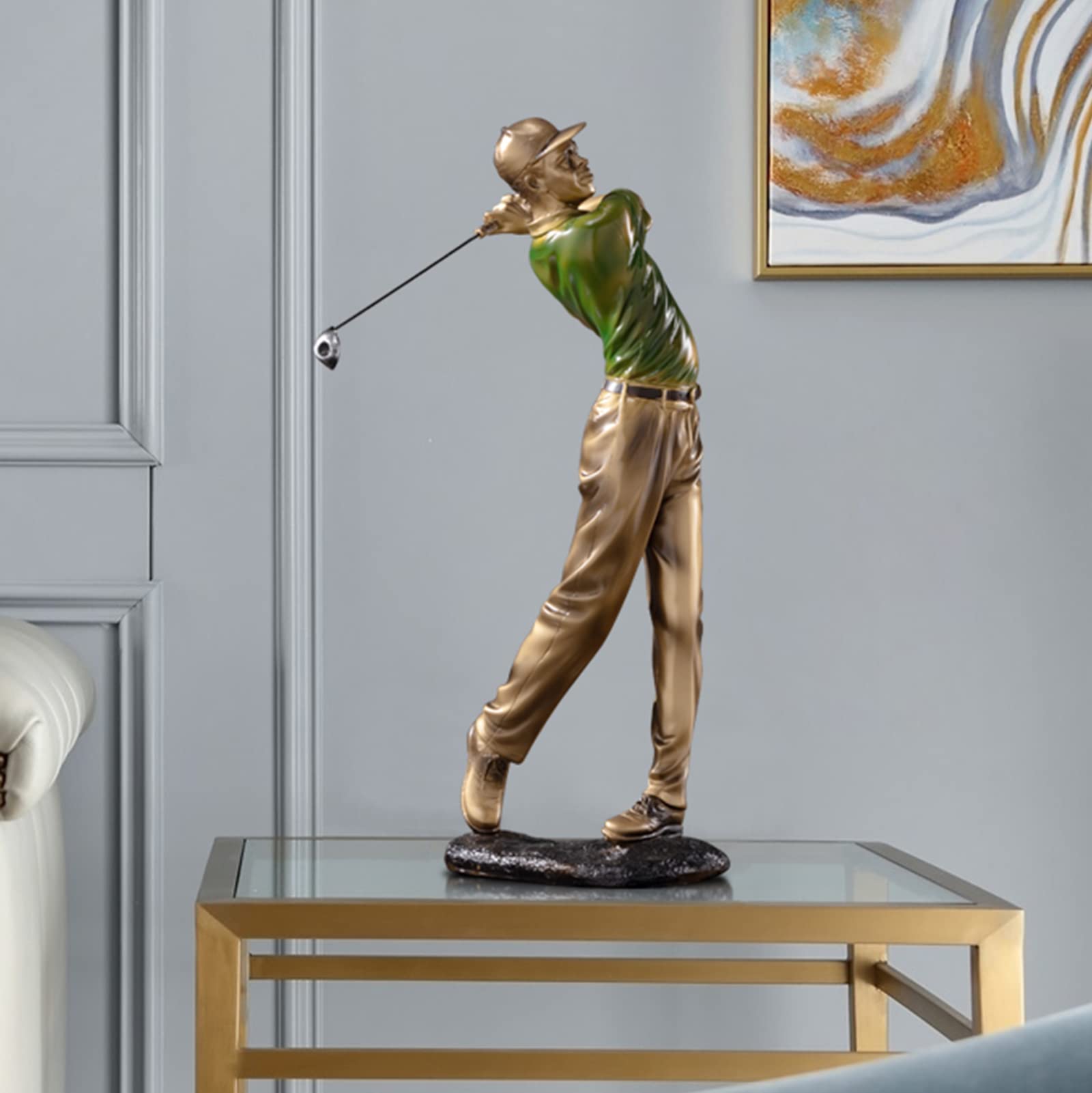ゴルフ ゴルファー フィギュア 置物 ゴールド アンティーク 彫刻