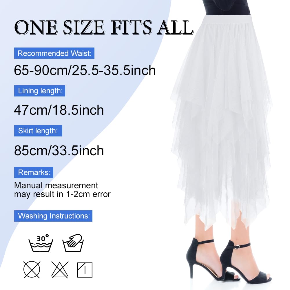 AUYAO Falda Tul Mujer Cintura Elástica Tutu Irregular Plisada Gasa Vintage Ballet Prom