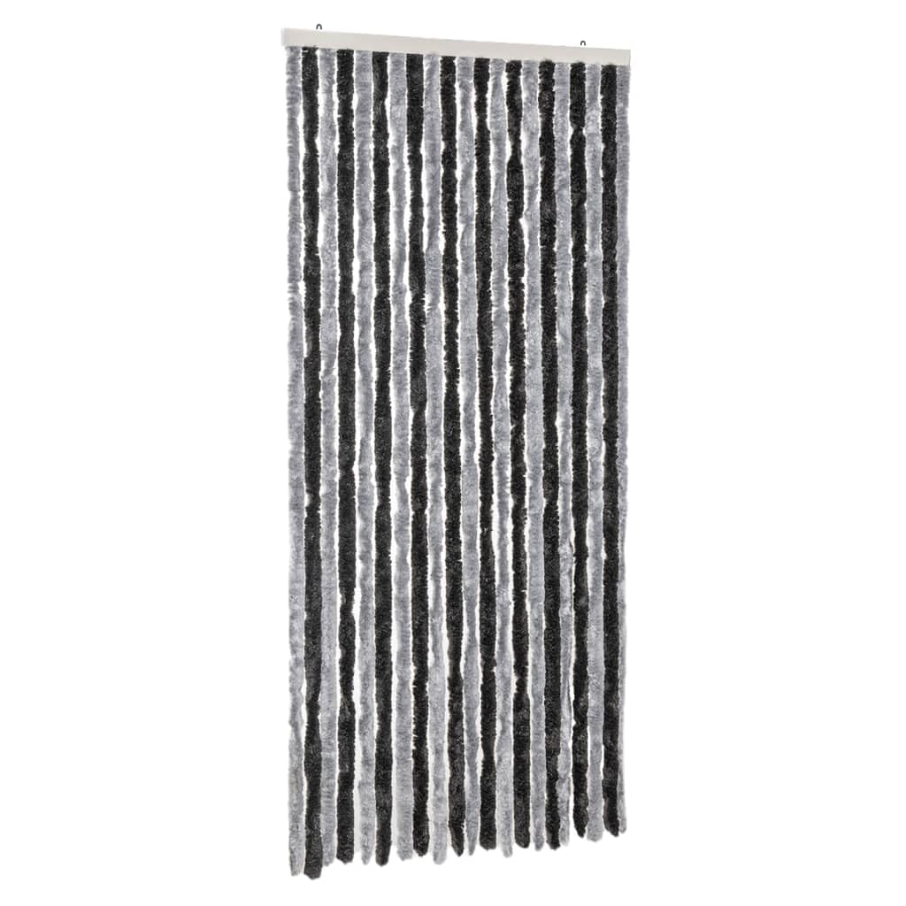 B&Q -  Fly Curtain Grey And Black 90X200 Cm Chenille