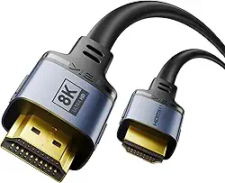 Cabo HDMI 2.1, 48Gbps 8K @60Hz 4K cabos de velocidade ultra alta (7680x4320, 4K @120Hz) eARC HDR10 HDCP 2.2 e 2.3 3D, compatível com PS5/PS4/X-Box/Roku TV/HDTV/Blu-ray/LG (15FT/5M)