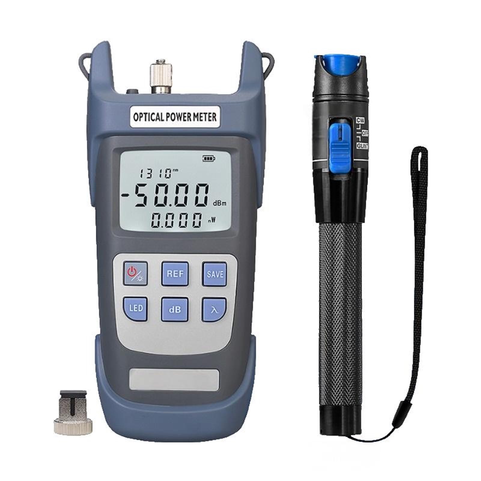Medidor de potencia óptica (OPM -50 ~+26 dBm) y localizador visual fallos 1 mW VFL FTTH Kit herramientas para prueba