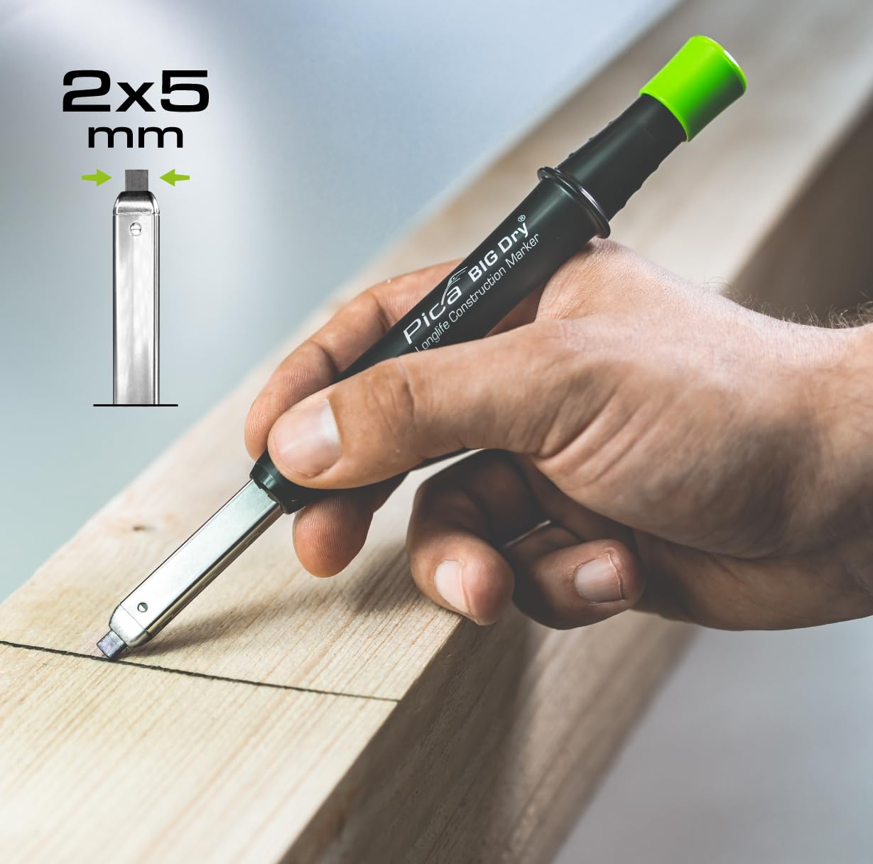 Pica 6030 Grafite 2B idrosolubile Sezione 2×5 mm 12 pezzi per legno plastica piastrelle
