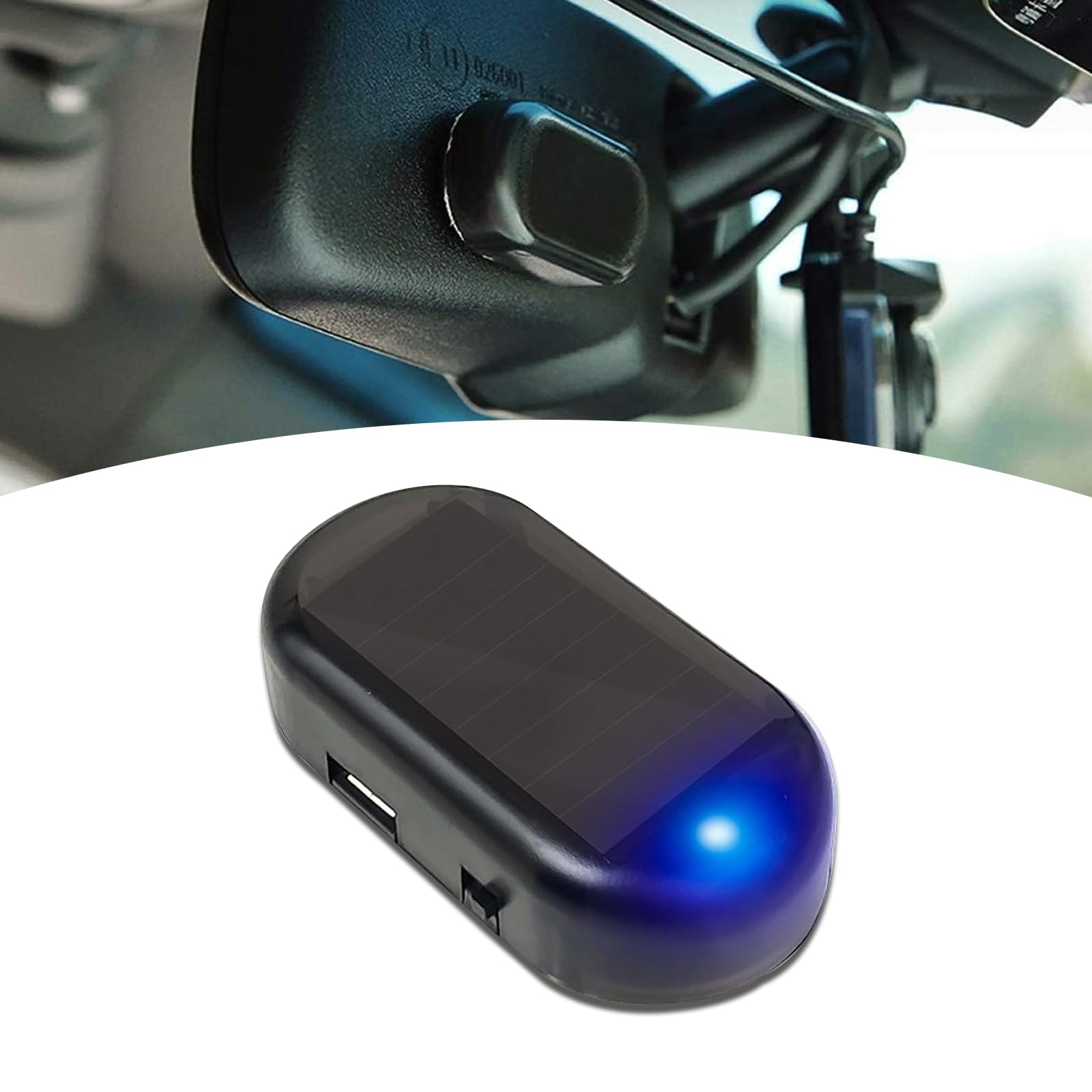 Pack-1 Car Interior Simulation Anti-theft Device, Solar LED High-brightness Security Warning Light, ABS Housing Anti-theft Light with USB Port, Universal Portable Accessory for Car (Blue Light)