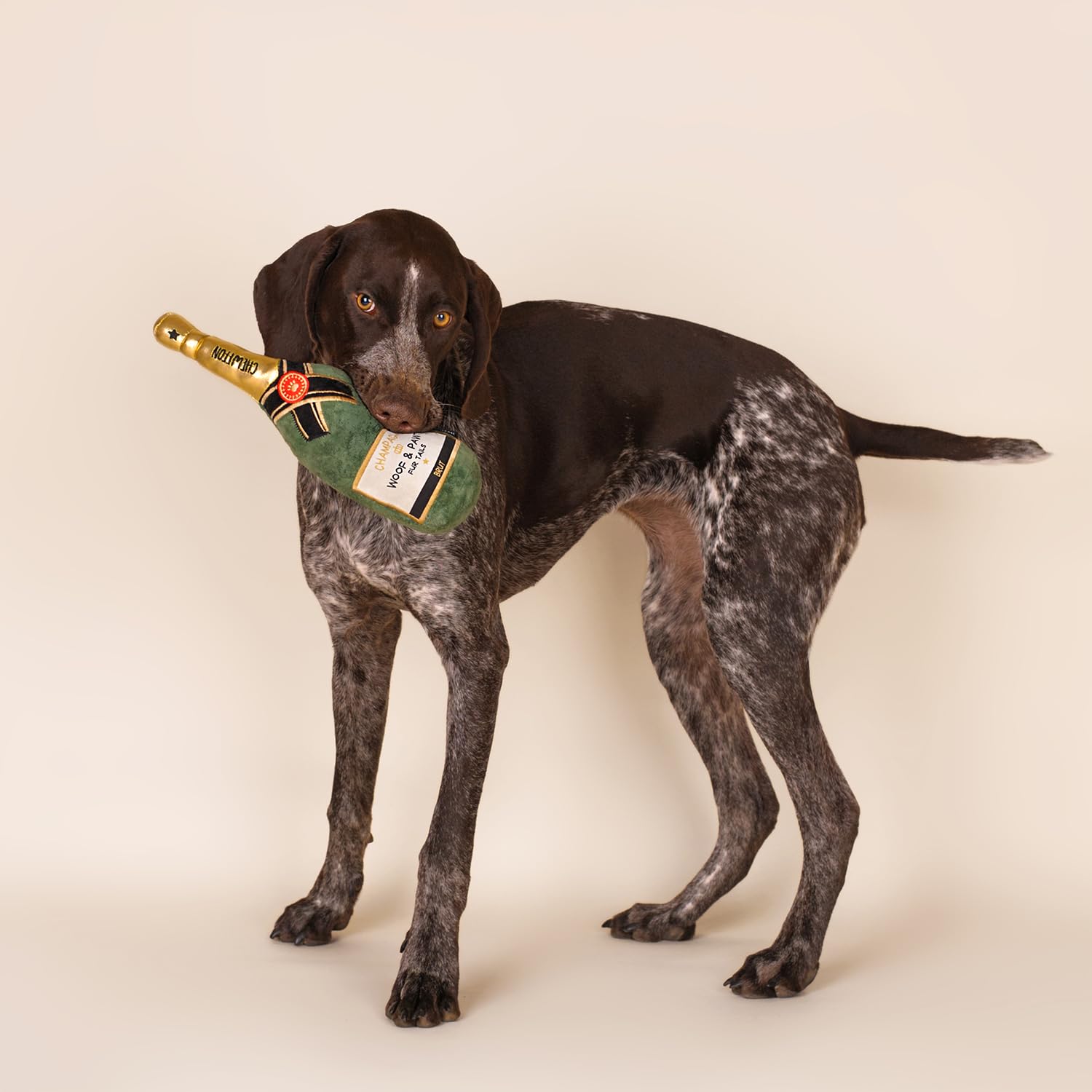 CHEWFFON Juguete para perros, juguetes chirriantes para el aburrimiento, juguete masticable de peluche para perros de todas las razas, juguetes interactivos para perros en forma de champán para