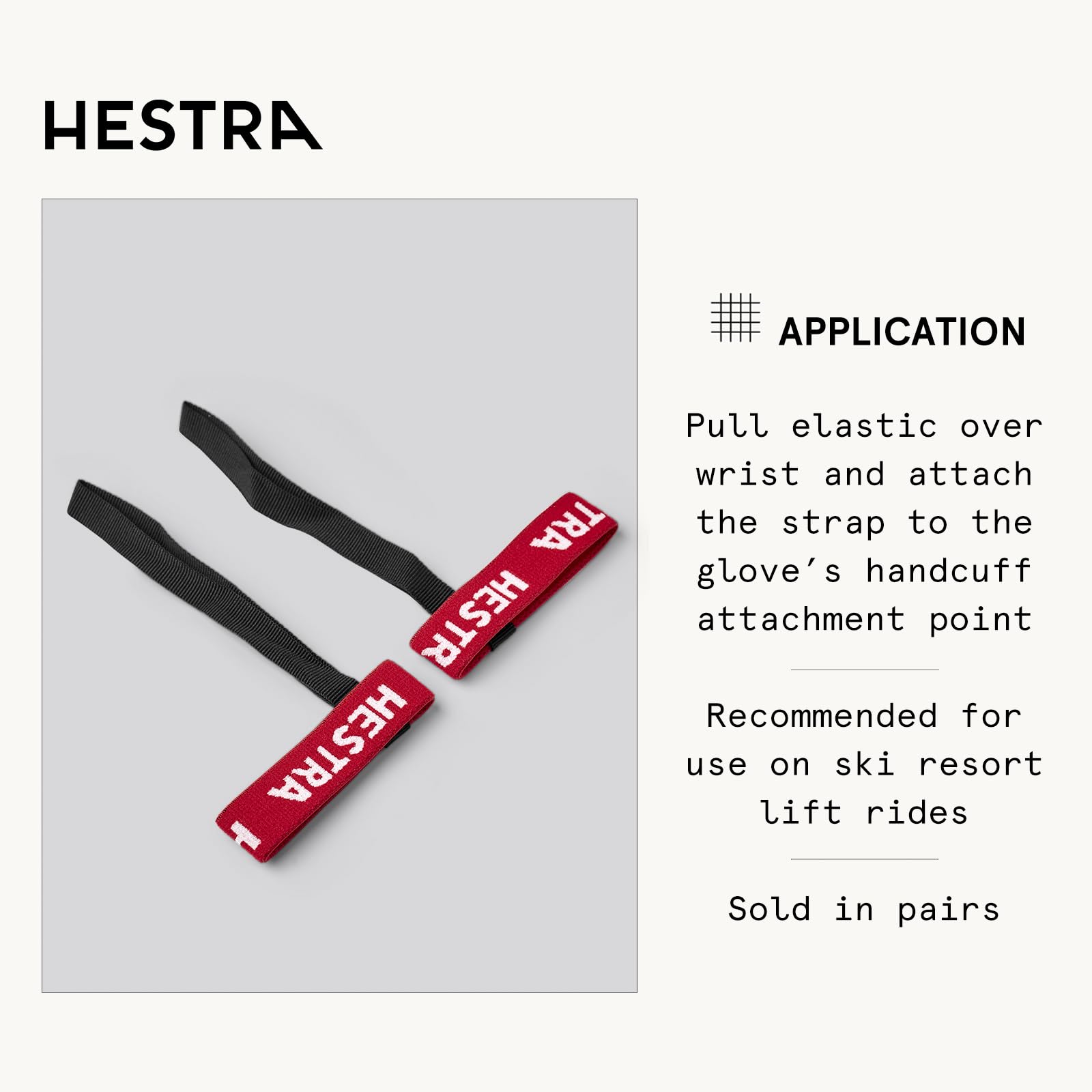 Hestra Unisex Kids Elastic Wrist Handcuff Leashes for Skiing & Snowboarding, Adjustable Glove Strap Accessories, Fits Sizes 2-6 (70/17 mm)