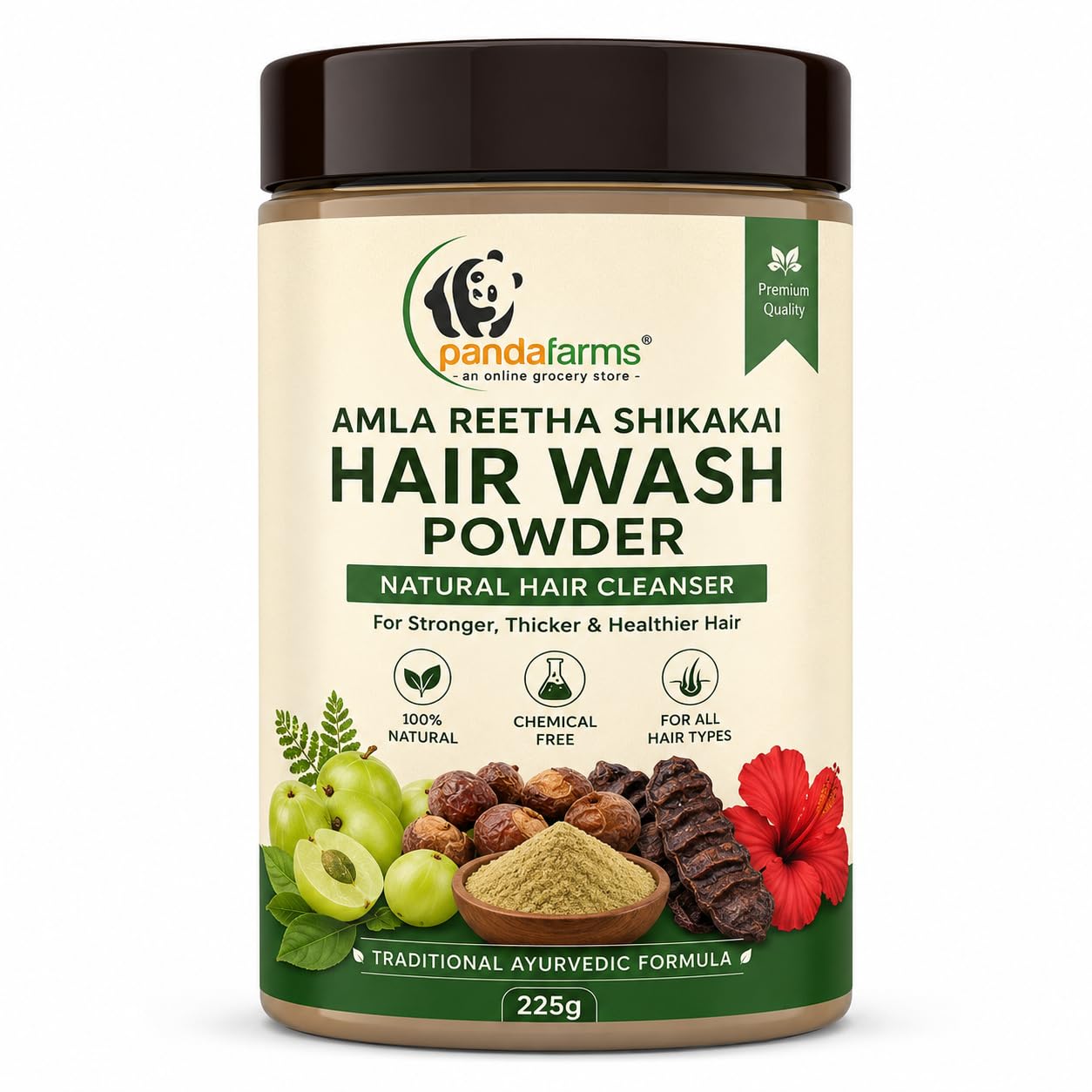Pure Amla Reetha Shikakai Hair Wash Powder 225g (pack of 2) | Natural & Organic Herbal Hair Cleanser for Hair Fall Control & Dandruff | No Chemicals Shampoo Powder for Men & Women-image-36