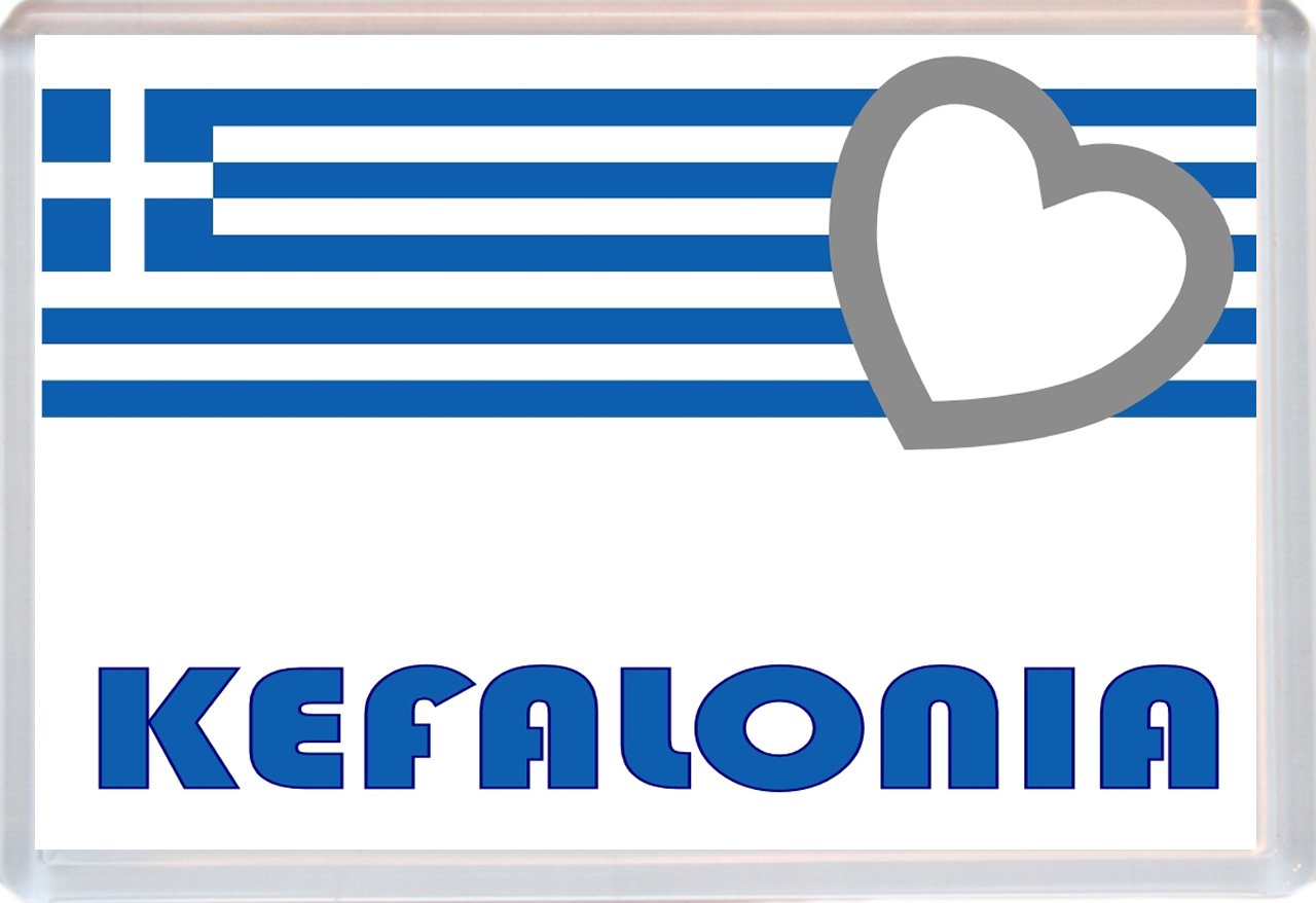 Baked Bean Store Multicolor Kefalonia - Greece Flag - Love Greek Town & Cities & Islands - Jumbo Fridge Magnet