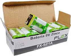 Pilha Bateria, Flex, 9v, Zinco, Caixa com 10