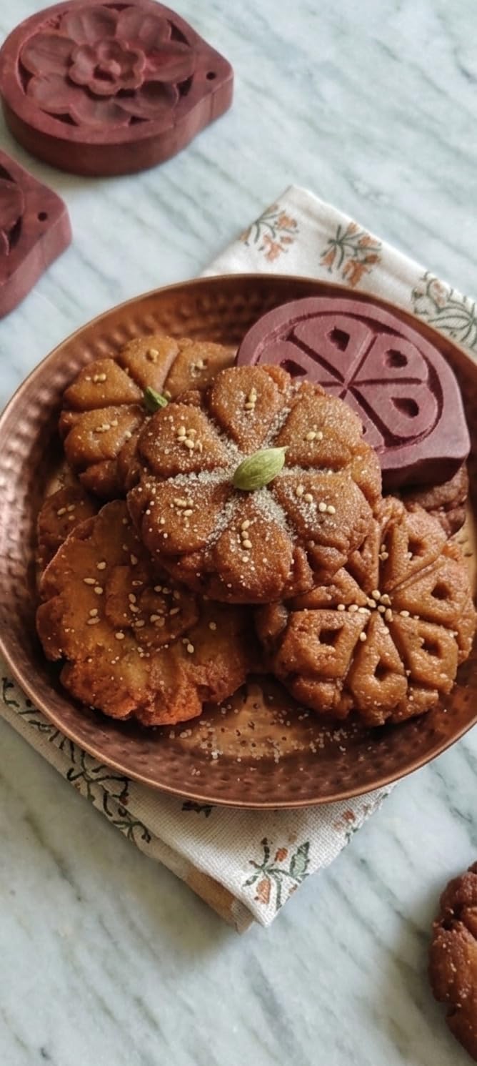 Buy Thekua Sancha Wooden Mold Set, Traditional Indian Cookie Press