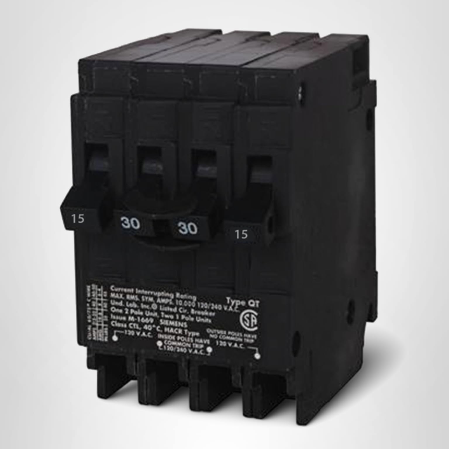 SIEMENS Q21530CT 30 Double Two 15-Amp Single Pole Circuit Breaker