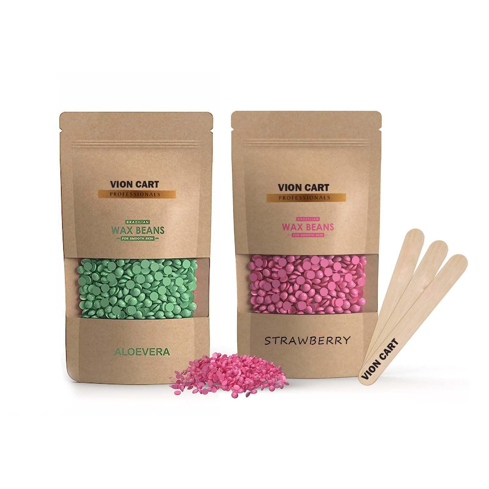 VIONCART Aloevera & Strawberry Combo Unisex Adult Hard Hair Body Wax Beans, Painless Hair Removal, Brazilian Wax For Face, Eyebrow, Easily At Home Wax Beans (Pack Of 2) (200gm) (B0D47K3LQH) Amazon Price History, Amazon Price Tracker