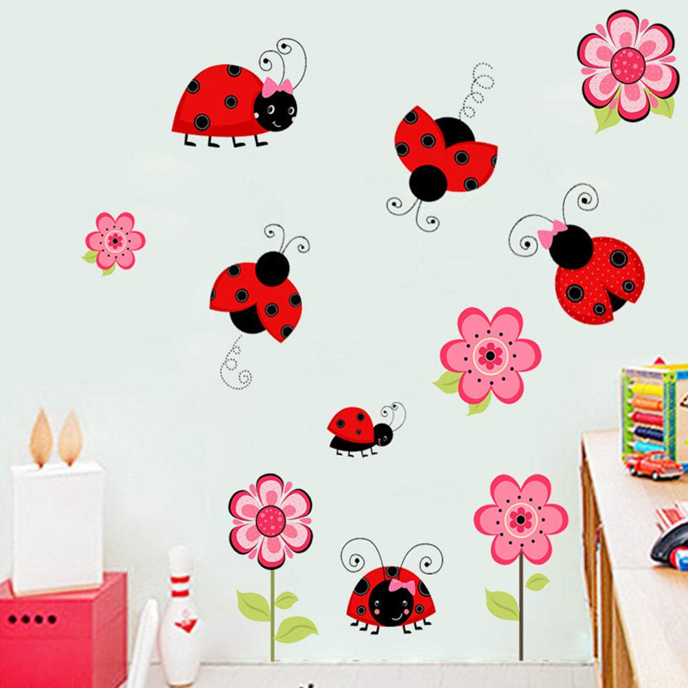 3 Pezzi Bambini Coccinella Murale Angolo Pvc Camera Da Letto Per Bambini Floreale Frigorifero Parete Animale Autoadesivo Modello Coccinella Camera Da Letto Vinile