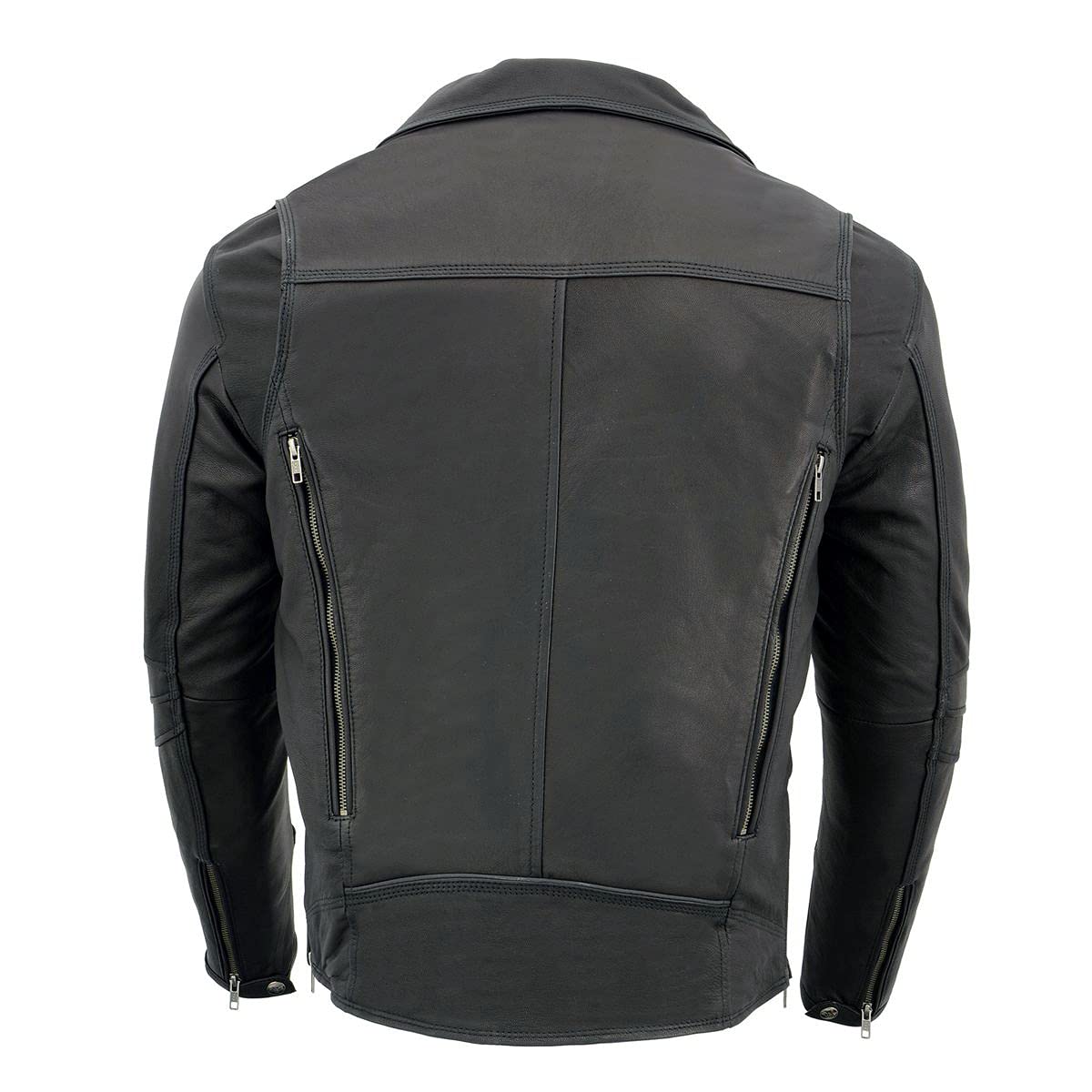 Milwaukee Leather MLM1516 Black Real Leather Motorcycle Jacket for Men Vintage Brando Style Biker Jacket — view 8