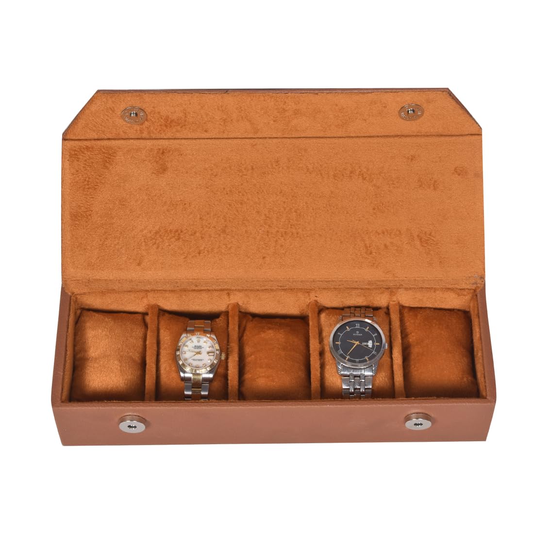 Mosben Watch Box Organizer Storage Case Holder Collection 5 Slots Men and Women in Leatherette and Soft Velvet (Brown) (B0CQPMYGK8) Amazon Price History, Amazon Price Tracker