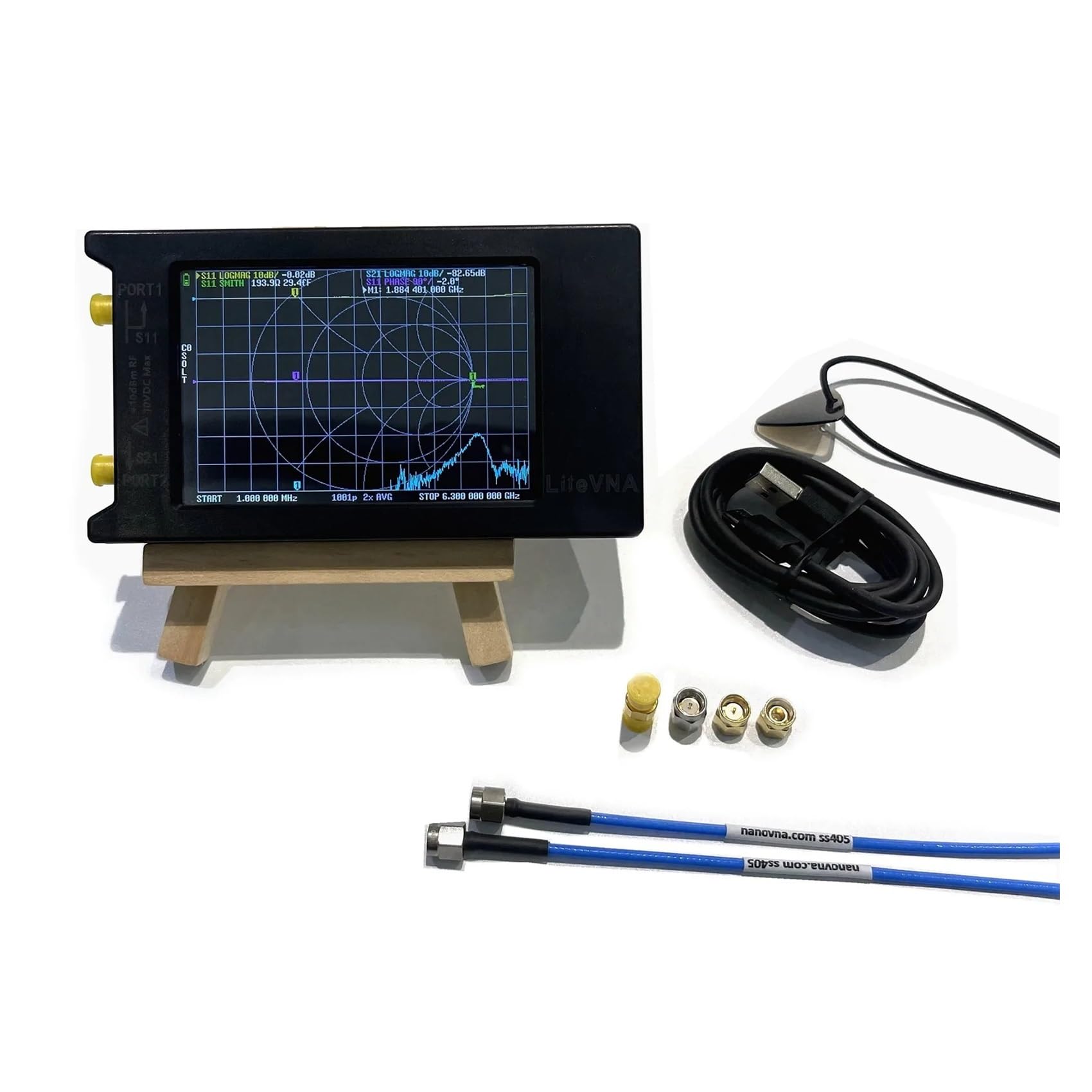 Analizator sieci Analizator sieci wektorowych 50 kHz–6,3 GHz, 4-calowy ekran dotykowy, tester anten HF UHF, pomiar RF, seria NanoVNA do diagnostyki kabli sieciowych