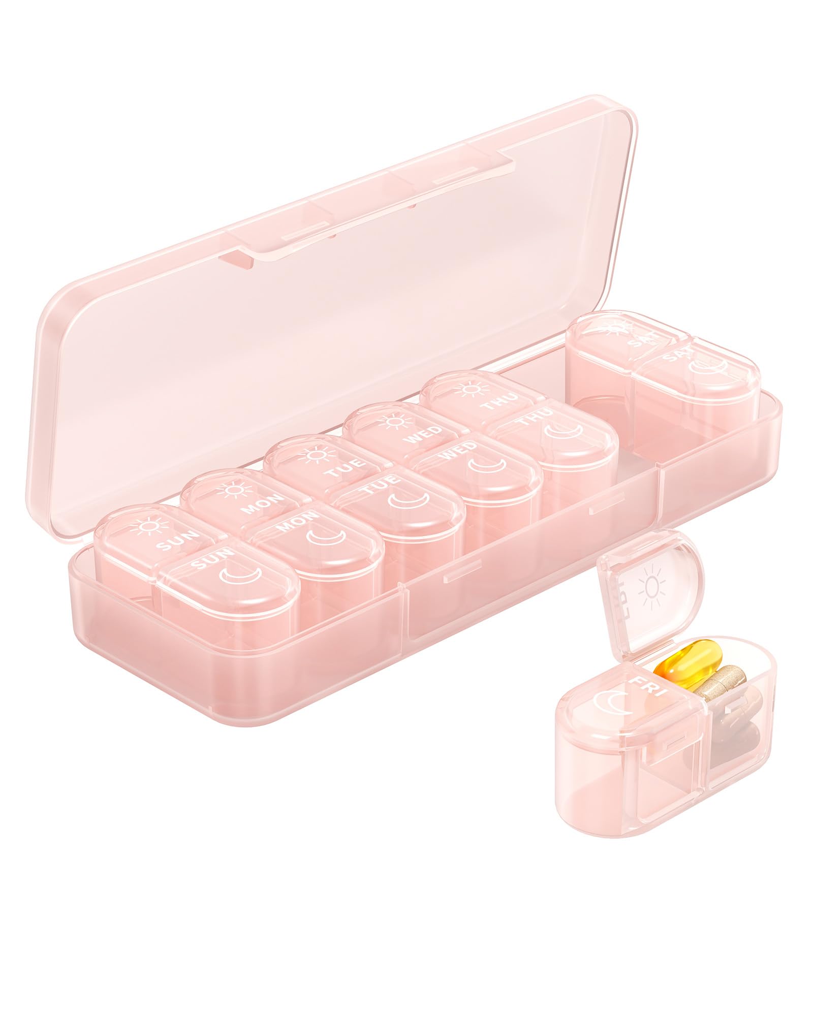 Pillex Weekly Pill Organizer 2 Times a Day Daily AM PM Pill Box Case 7 Day with Large