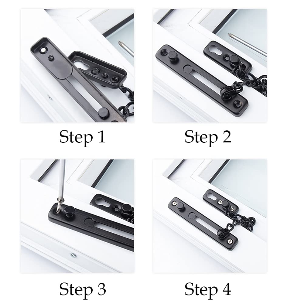 Blokada okna Zabezpieczenie przed dziećmi UPVC, Ogranicznik łańcucha okna przesuwnego i skrzydłowego Stal nierdzewna Wielokolorowy 1-4 szt(Coppe,4 pcs)