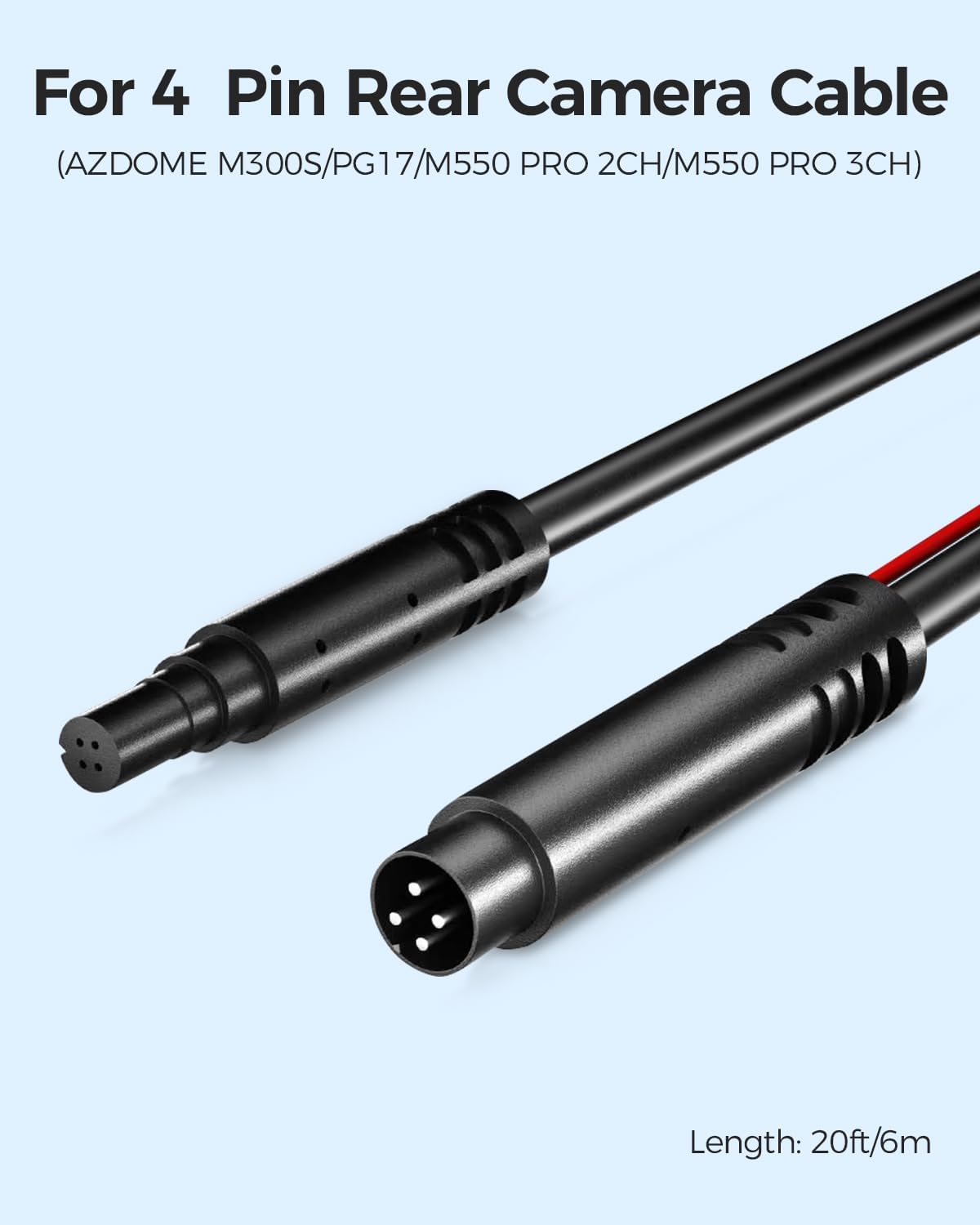 AZDOME M01 Max Dash Cam with 4 Pin Extension Cable Enable Precise Installation for Rear Camera