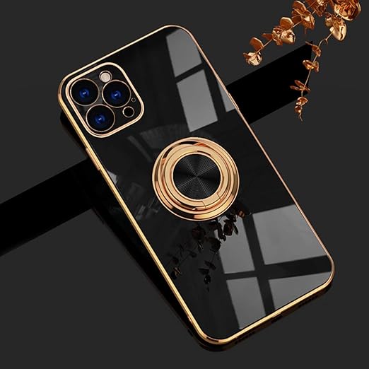 Amazon Com Aowner Compatible With Iphone 12 Pro Max Ring Holder Case Shiny Plating Rose Gold Edge 360 Degree Rotation Kickstand For Women Girls Slim Soft Flexible Tpu Protective Cover Case 6 7 Inch