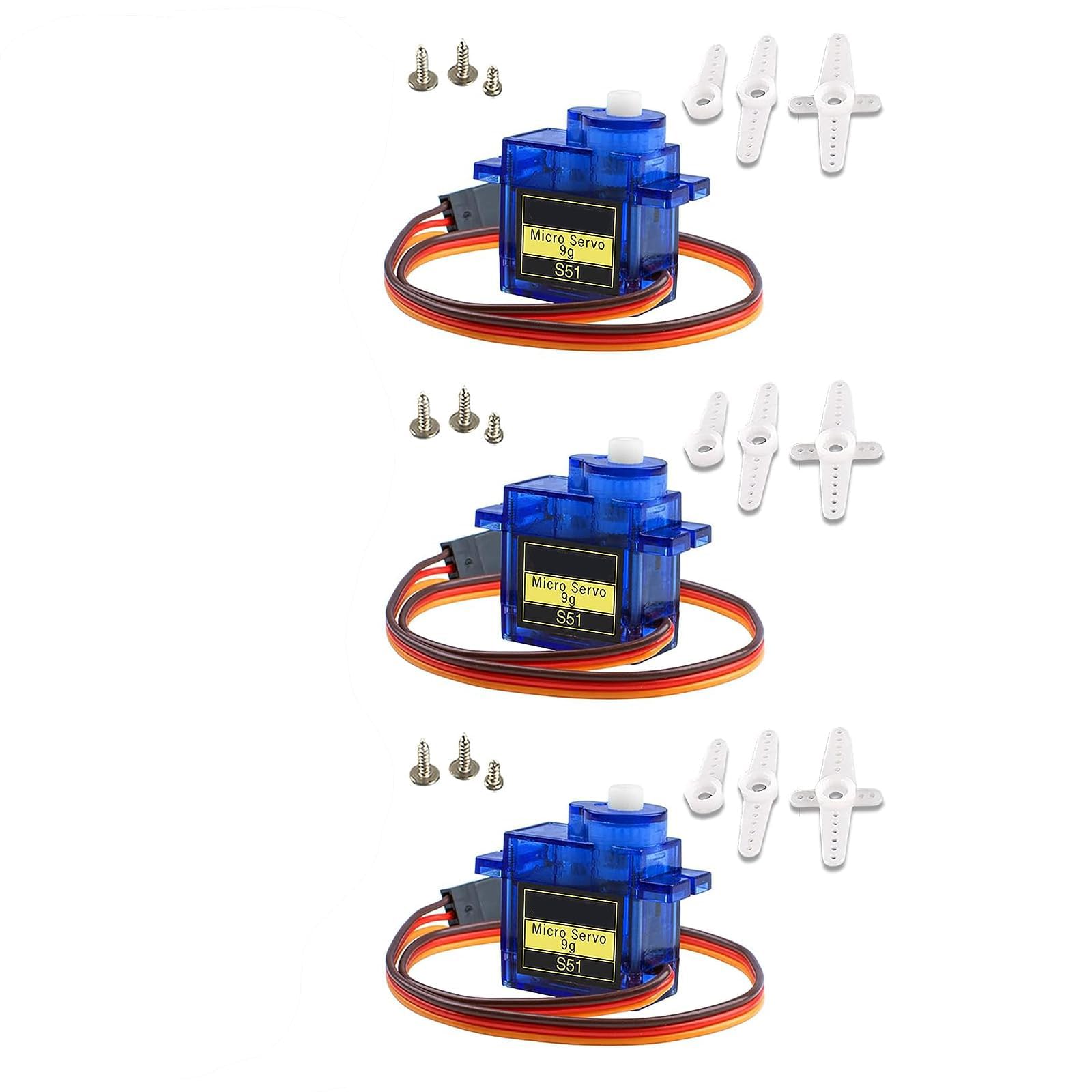 NALACAL 3PCS SG90 Metal Geared Servo Motor, High Precision SG90 Servo Metal Geared Miniature Geared Servomotor for ALL kind RC Toys include Flugzeug Robot Arm Hand Boat Mini Micro Servo Modellbau