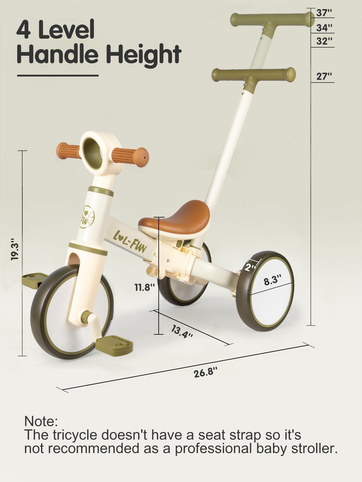 LOL-FUN Triciclo 5 in 1, triciclo per bambini con asta di spinta, triciciclo per bambini a partire dai 1 anni, regalo per ragazzi e ragazze