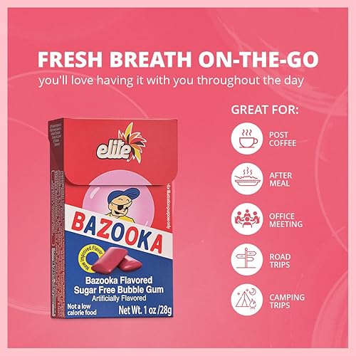Miniatura 3 de Elite Must Sugar Gum Classic Flavor Bazooka, 1oz (paquete de 16)  Producto de Israel