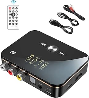Bluetooth Audio Transmitter Wireless Receiver Adapter for Music Streaming Sound System Car aux Works with Home tv Stereo Smart Phones Tablets and Speakers aptX Low Latency & HD Audio