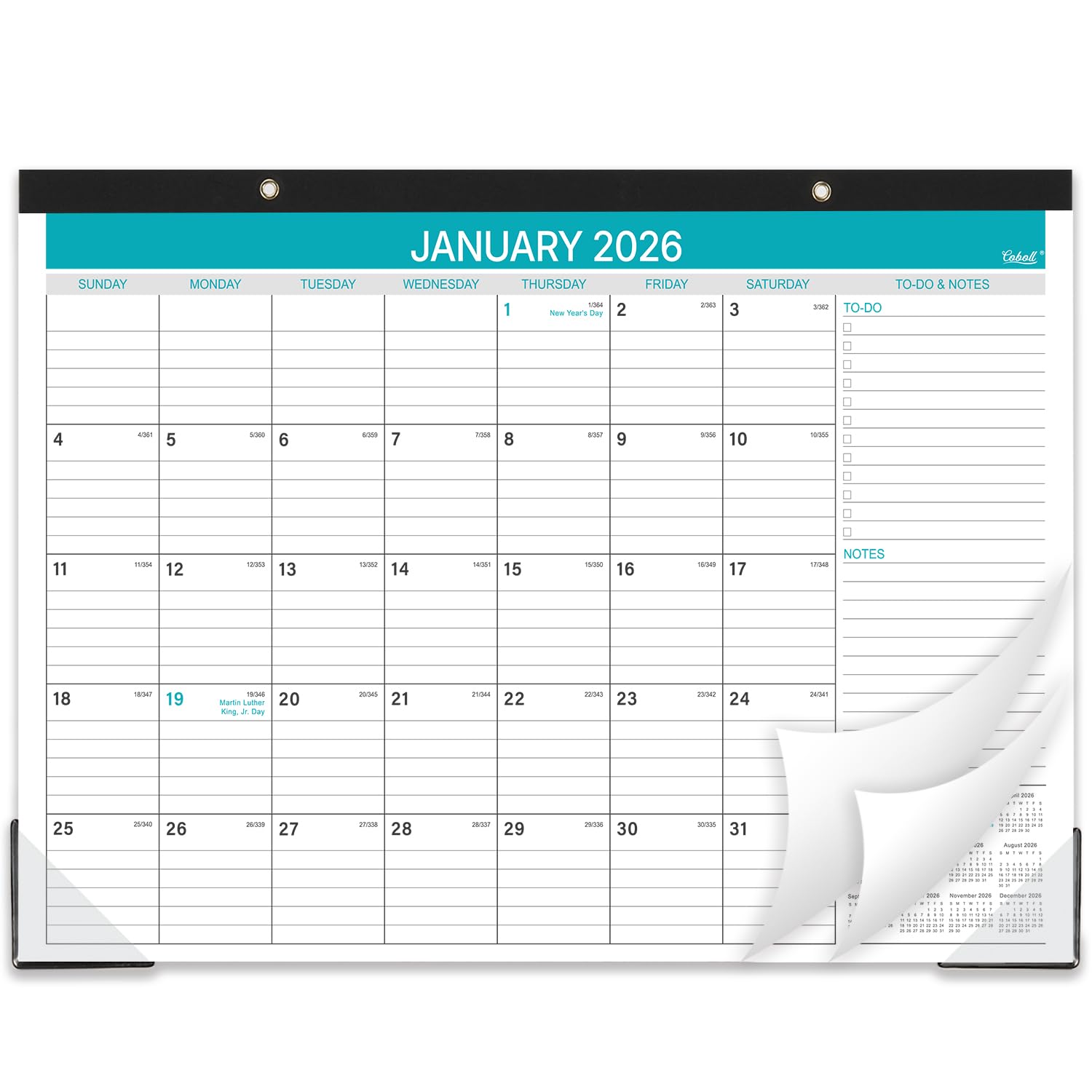 Coboll Desk Calendar 2024-2025 - 18 Monthly Calendar 2024-2025 from July 2024 - December 2025, Calendar 2024-2025 with Large Ruled Blocks for Planning, 12'' X 17''