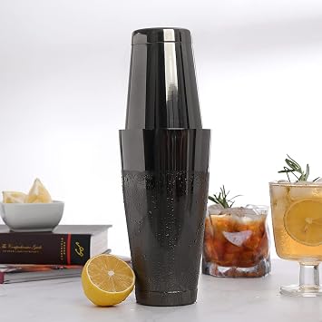 ETENS Boston Cocktail Shaker - Black, Weighted Tins, Bartender Set - Martini Shaker, Stainless Steel Drink Mixer | Bar Tools Metal Shaking Tin | Gunmetal
