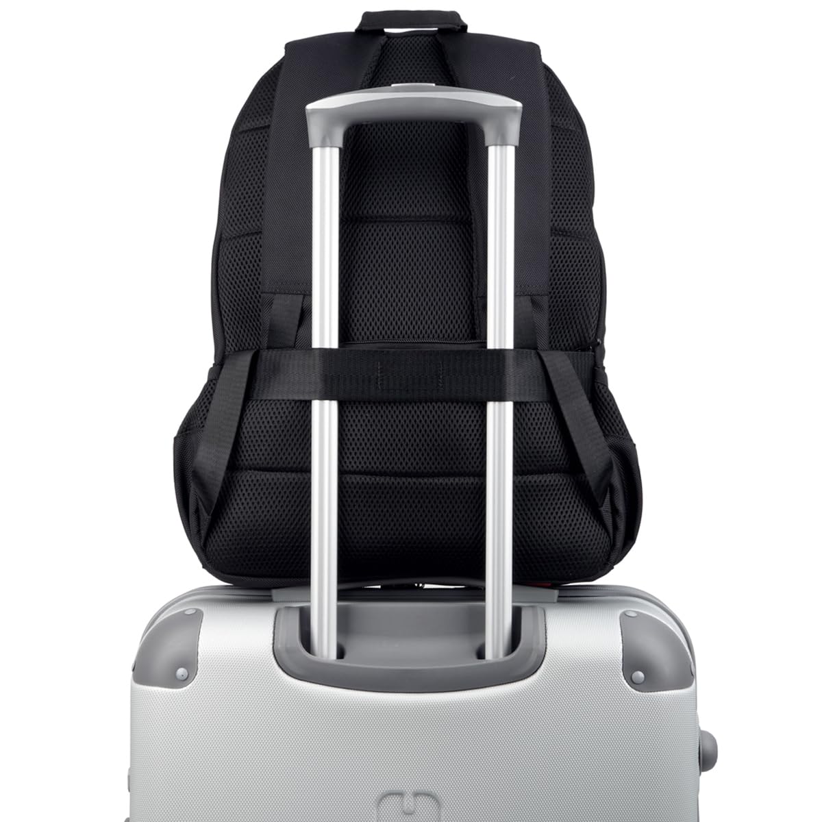Gabol - Mochila para Portátil 15,6" Pixel 33x47x19 cm - Capacidad 25L - 3 Compartimentos y Acople a Maleta - Diseño Español en Poliéster Resinado y Libre de PVC - Negro