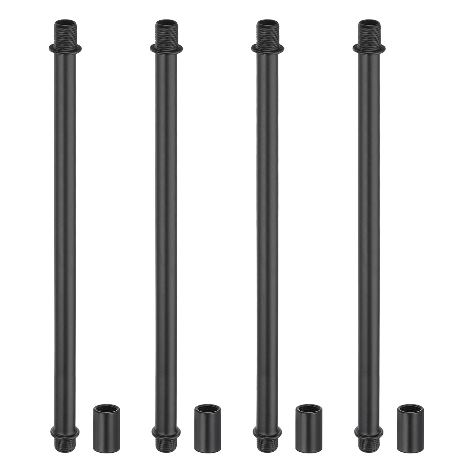 PATIKIL Straight Pipe Lamp Stems Rod Kit, 4 Set M10 Carbon Steel 180mm(7.09") Long Double End Thread Rod with Coupling Nuts Sleeve Connector for Table Lamps Chandeliers,Black โ image 1