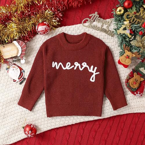 Baby Girls Boys Christmas Sweater Pullover Toddler Embroidered Knitted Sweatshirts Long Sleeve (Brown, 3 Years)3