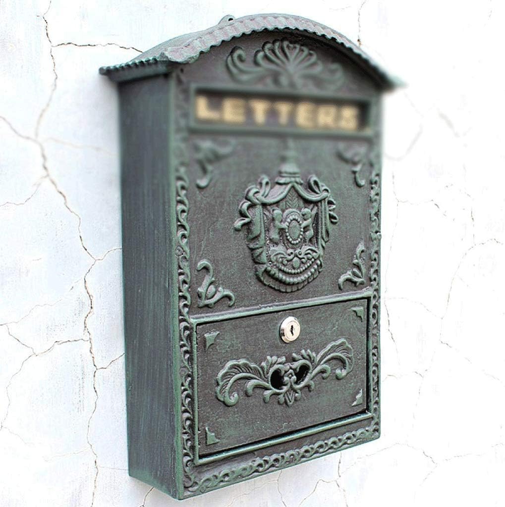 HBJWOV Mailbox - Wall Mounted Large Vertical Locking Drop Mail Box for Houses Front Porch Residential