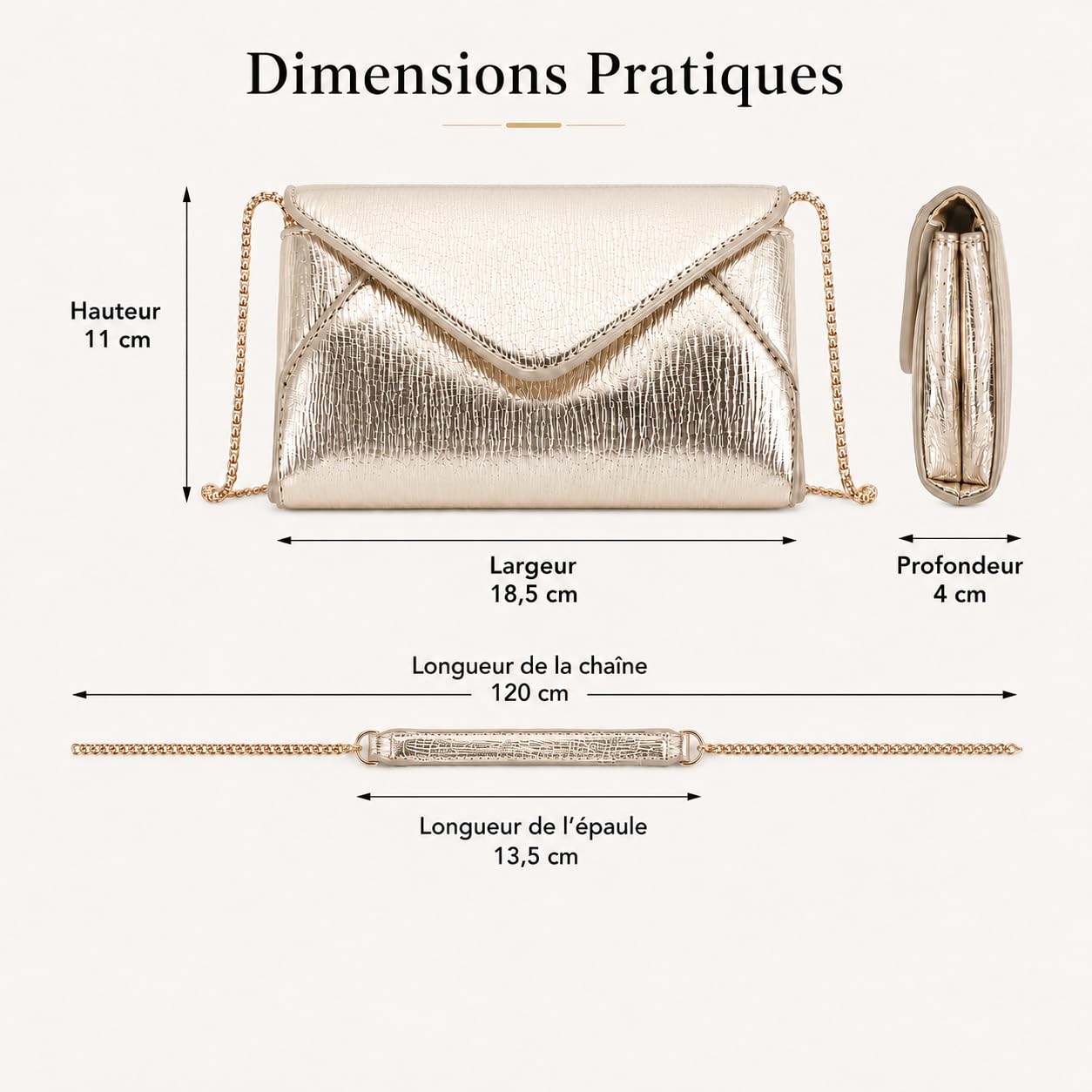Healvian Pochette Soirée Femme Métallisée Sac Mariage Élégant Avec Chaîne | Mini Sac À Main Chic Pour Cocktail Et Cérémonie,Pochette Élégante Légère Avec Bandoulière Chaîne, Idéal Femme Invitée Mariage