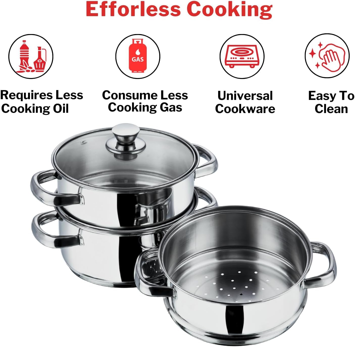Marmite Vapeur Acier Inox Marmite Vapeur Inox 2 Étages Avec Couvercle Verre - Cuiseur Vapeur Pour Induction Et Gaz Compatible Induction Marmite Vapeur Acier Inox Marmite Vapeur Inox 2 Étages Avec Couvercle Verre - Cuiseur Vapeur Pour Induction Et Gaz Compatible Induction